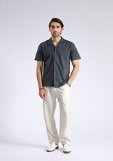 Cuban Collar Textured Shirt